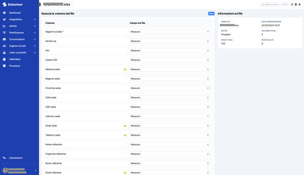 Salesteer Introduce la Nuova Funzionalità di Import Dinamico: Carica e Mappa Qualsiasi File!